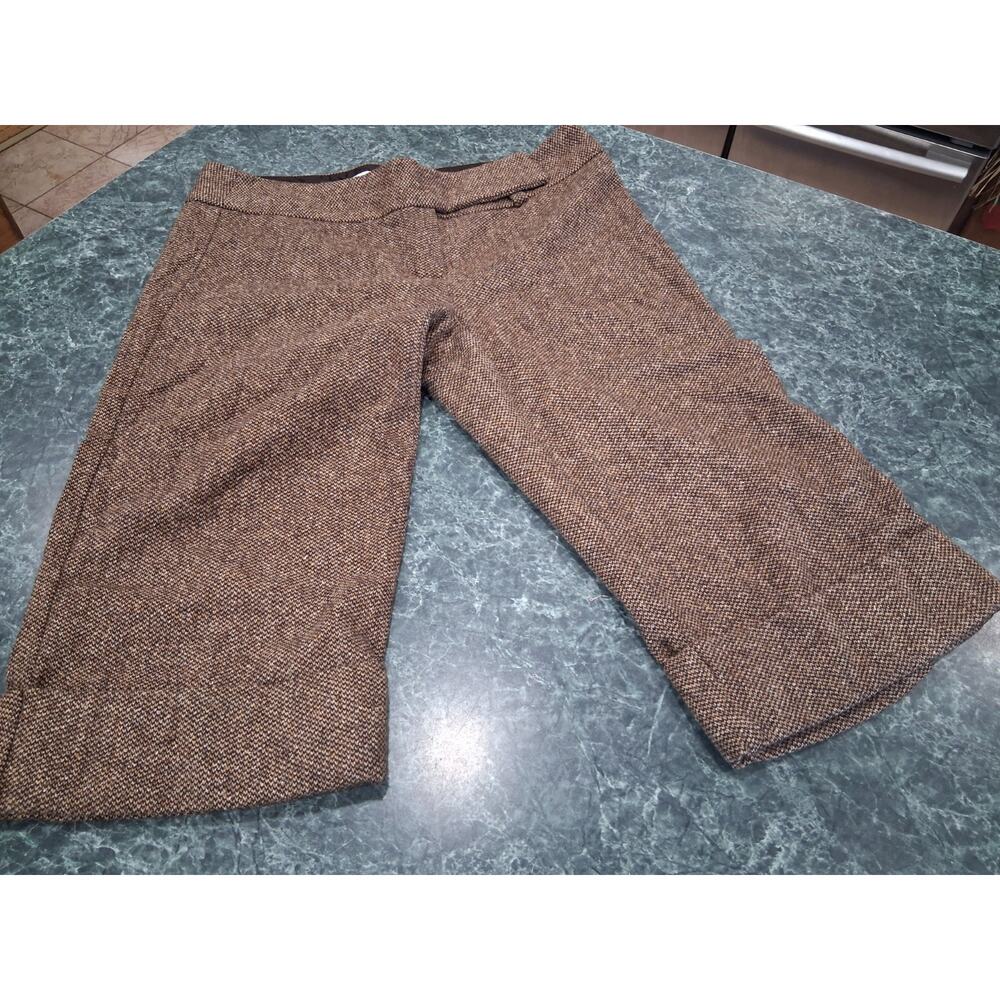 Trina Turk Tweed Brown Wool Silk Blend Knicker Capri Short Pants Trousers SZ 8
